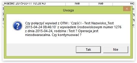 Po wybraniu przycisku Wybierz pojawi się okno z komunikatem: UWAGA! Operacja jest nieodwracalna.
