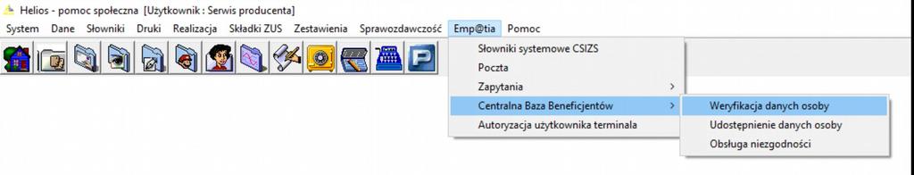 5. WSPÓŁPRACA Z CENTRALNĄ BAZĄ BENEFICJENTÓW Z głównego menu programu