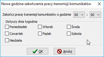 Po wprowadzeniu w/w godzin program w zaznaczone przez użytkownika