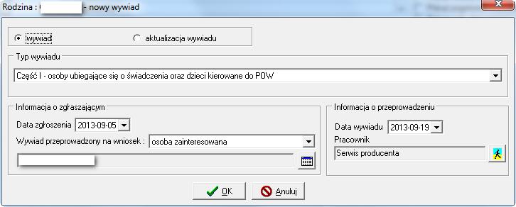 Po wskazaniu pracownika na ekranie pojawi się okno wyboru danych dotyczących