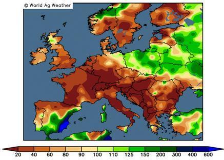 Strona 5 z 6 Spodziewane wielkości opadów atmosferycznych w Polsce i krajach europejskich w okresie 26 grudnia 2016-3 stycznia 2017 (górna mapa) i okresie 3-11