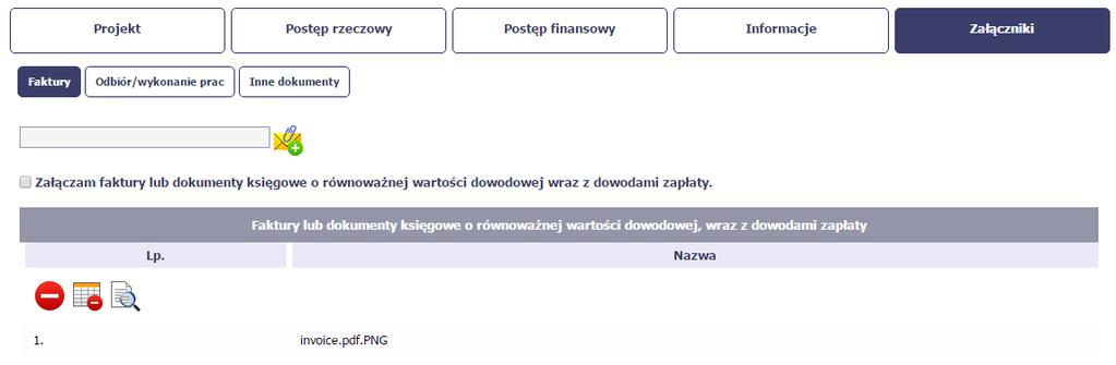 Po załączeniu dokumentów możesz je usunąć (także wszystkie naraz) lub podejrzeć