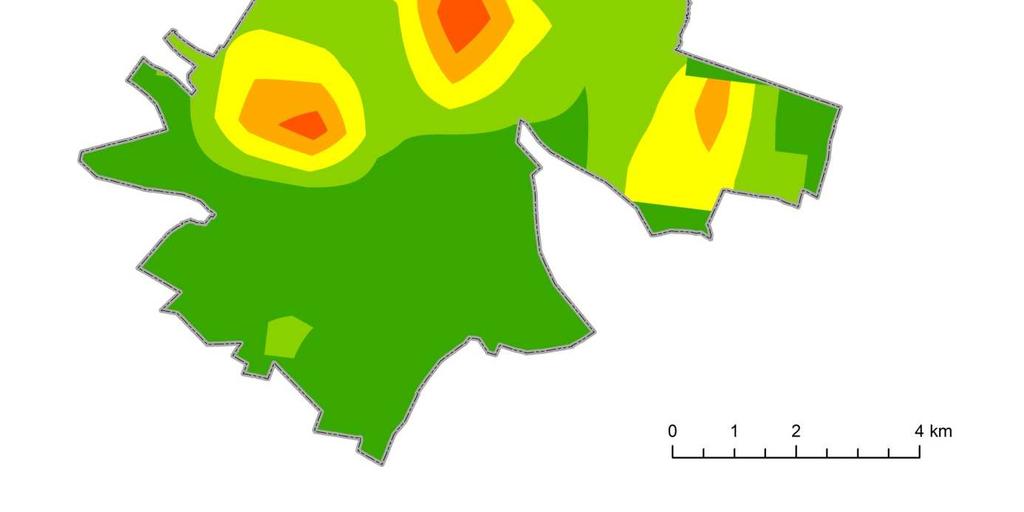 Rysunek 4 Rozkład stężeń pyłu zawieszonego PM10 o okresie uśredniania wyników rok kalendarzowy pochodzących z emisji