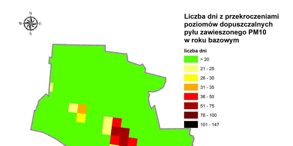 Rysunek 10 Liczba dni z przekroczeniami poziomów