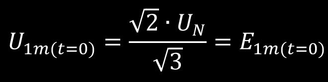 Prąd udarowy jest funkcją wartości chwilowych napięcia fazowego sieci U 1(t = 0) i napięcia rotacji indukowanego w uzwojeniu twornika E 1(t = 0), aktualnego przesunięcia fazowego między tymi