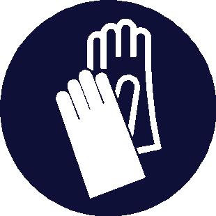 Nieprzepuszczalne rękawice chemoodporne zgodne z zatwierdzonymi standardami powinny być noszone jeśli ocena ryzyka wskazuje, że kontakt ze skórą jest możliwy.