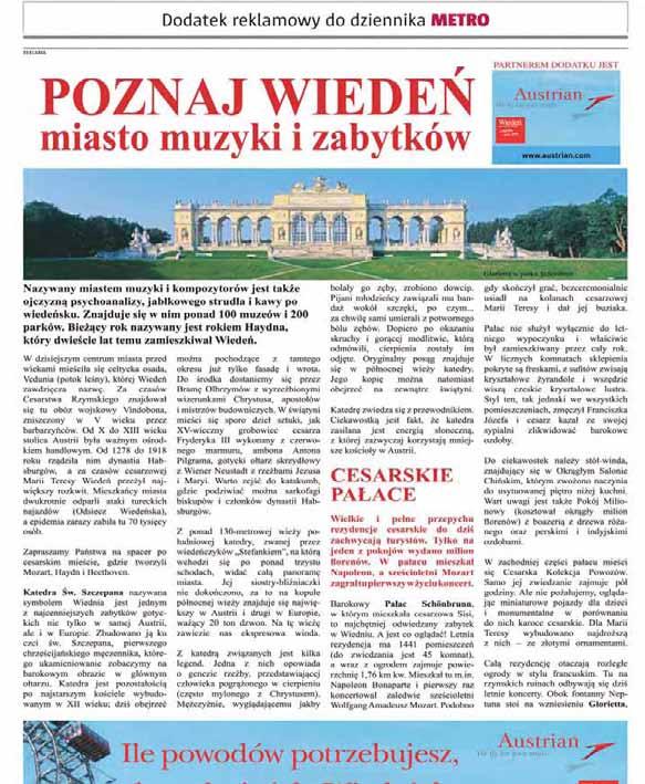 DODATEK REKLAMOWY POZNAJ WIEDEŃ klient: Austrian