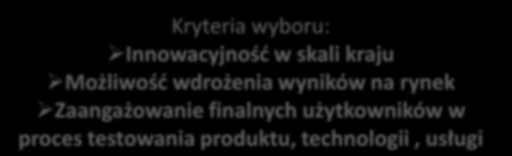 produktów, technologii, usług Opracowanie nowego projektu wzorniczego Kryteria wyboru: Innowacyjność