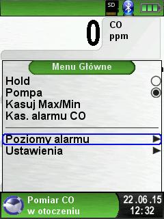 Podczas prowadzenia standardowej analizy spalin wskazanie T1 obrazuje temperaturę zmierzoną czujnikiem na końcu sondy spalin.