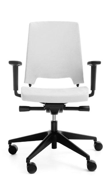 Flexible, height adjustable backrest.