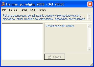 Uruchomienie programu W celu uruchomienia programu należy kliknąć Start -> Programy-> Hermes-> Uruchom aplikację Hermes_ponadgim_2008. Po wykonaniu czynności ujrzymy okno programu (Rys. 3). Rys.