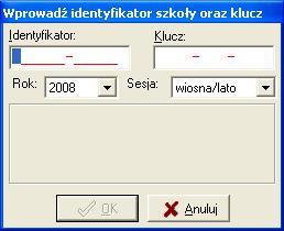 (Rys. 4). Rys. 4 Program sprawdza poprawność wpisanego identyfikatora szkoli i klucza.