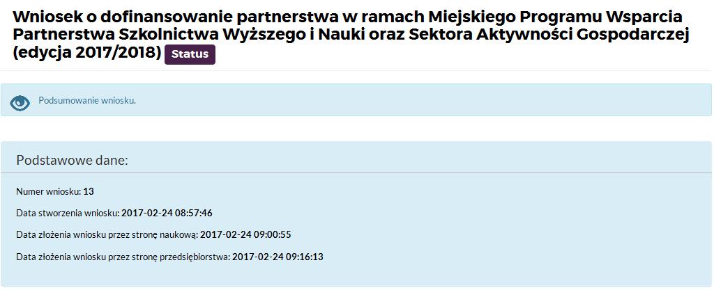 Po przesłaniu wniosku zostaniecie Państwo przekierowani na stronę główną, gdzie znajdują