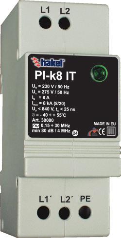 Ogranicznik przepięć / warystor & EMC / EMI filtr / TYP 3 TYP 3 / CLASS III / PI-k8 IT PI-k16 IT 230 PI-k16 IT DS PI-k IT jest to ogranicznik przepięć zawierający dwustopniową ochronę typu 3 (3.
