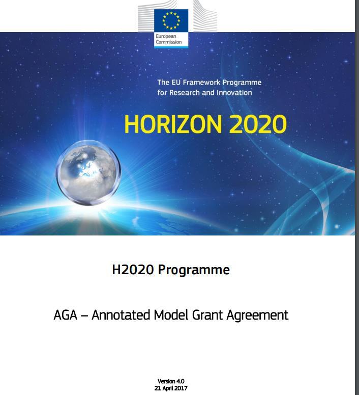 ASPEKTY FINANSOWE Annotated Model Grant Agreements (AMGA) Modelowa Umowa Grantowa z adnotacjami wersja MGA uzupełniona komentarzami wyjaśniającymi, adnotacjami dostarczającymi dodatkowych