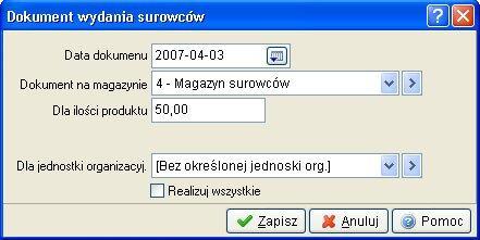 Dodaj dokument wydania bez pozycji tworzy dokument przyjęcia magazynowego, dla danego produktu jednak nie zawiera on pozycji. Pozycje należy uzupełnić w późniejszym terminie.