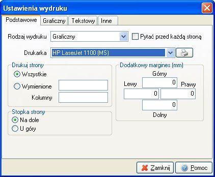 Margines podawany jest w mm i liczony od początku obszaru drukowania, a nie od początku kartki. Chcąc sprawdzić rozmiar marginesu drukarki można podczas podglądu wydruku włączyć margines drukarki.