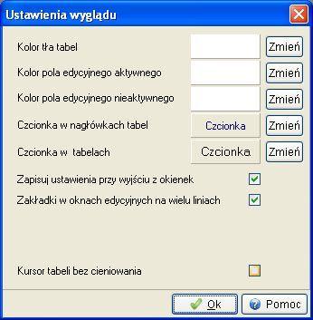 Ścieżka dostępu: System Wygląd programu Użytkownik może ustawić takie kolory tła i pól, rozmiary i rodzaje czcionek, jakie najbardziej mu odpowiadają.