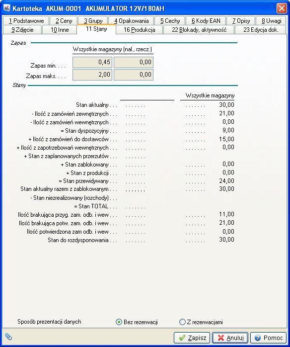 Wszystkie kartoteki towarowe założone na wszystkich magazynach przeglądać można w opcji Słowniki Spis kartotek magazynowych.