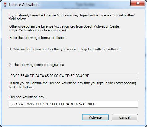 Bosch Video Management System Pierwsze kroki pl 15 Aby uaktywnić system: 1. W oknie dialogowym Licencja Uaktywnienie wklej klucz uaktywnienia licencji. 2. Kliknij Uaktywnij. 4.