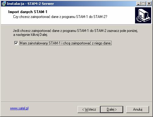 SATEL STAM-2 9 Instalacja rozpocznie się po kliknięciu wskaźnikiem myszki na polecenie Instaluj program serwera STAM-2.