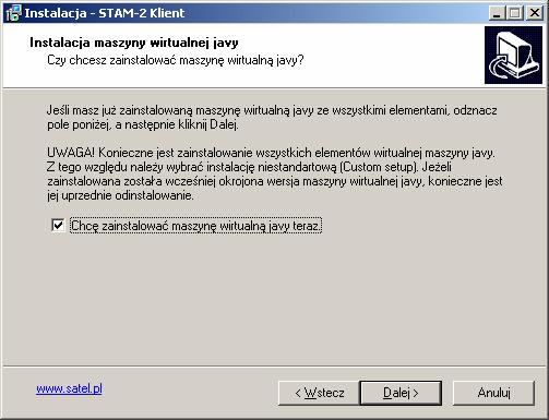 10 STAM-2 SATEL Instalacja rozpocznie się po kliknięciu wskaźnikiem myszki na polecenie Instaluj program klienta STAM-2.