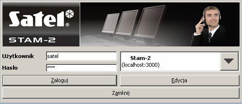 12 STAM-2 SATEL Rys. 8. Okno logowania do programu STAM-2. Program rozróżnia małe i duże litery, dlatego przy logowaniu należy zwrócić uwagę, czy przypadkiem nie został włączony klawisz Caps Lock. 7.