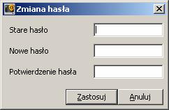 SATEL STAM-2 25 Rys. 19. Okno zmiany hasła. 2. Wpisać dotychczasowe hasło w polu Stare hasło. 3.