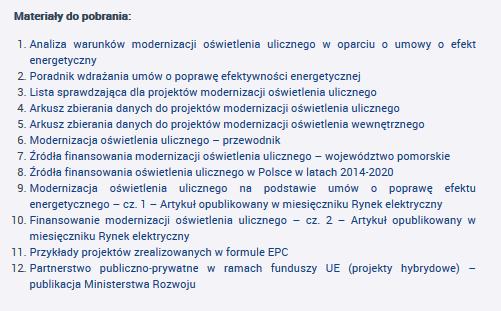 wstępnej ocenie projektów modernizacji oświetlenia ulicznego i wewnętrznego