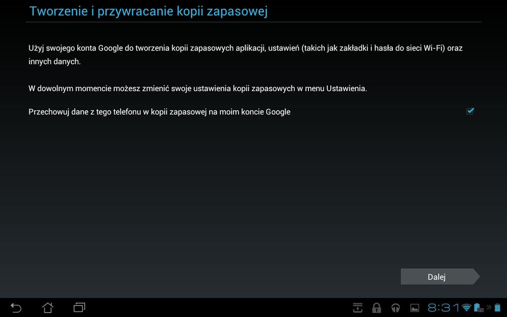 Gmail Gmail (poczta Google) umożliwia uzyskiwanie dostępu do konta Gmail, odbieranie i tworzenie wiadomości pocztowych. Aby ustawić konto pocztowe Gmail: 1. Stuknij Gmail w menu Aplikacje.