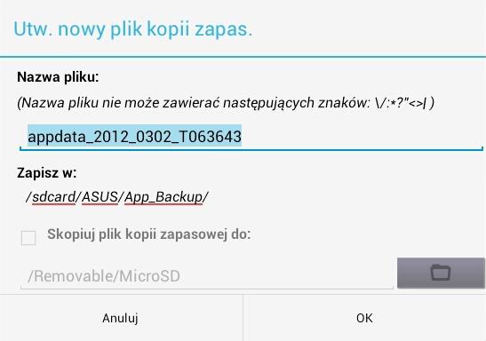 App Backup App Backup może wykonać kopię zapasową zainstalowanych aplikacji i danych aplikacji w lokalnej pamięci masowej i wykonać duplikat kopii w zewnętrznym systemie pamięci masowej w celu