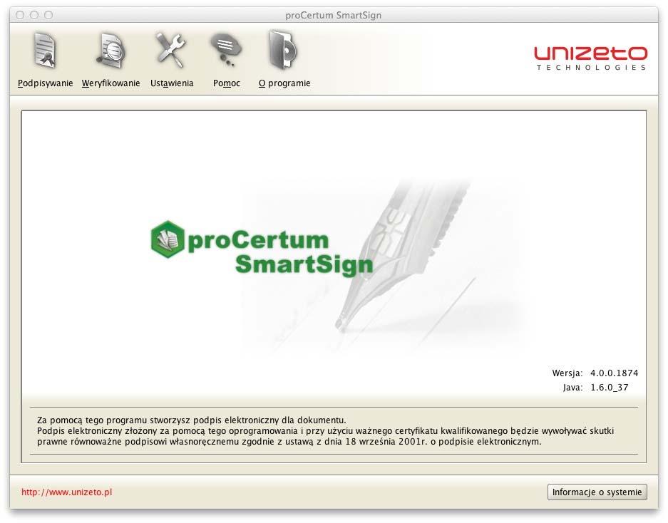 4. Obsługa aplikacji Aplikacja procertum SmartSign służy do składania i weryfikacji podpisu cyfrowego.