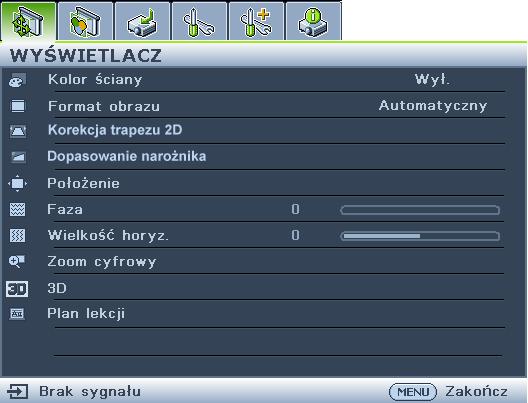 Używanie menu Projektor wyposażony jest w menu ekranowe OSD, które umożliwia wykonywanie różnych regulacji i ustawień. Poniżej omówione jest menu ekranowe OSD.