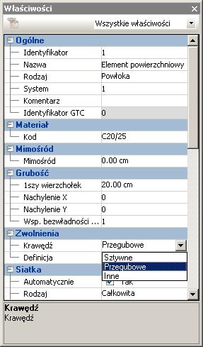 Warunki brzegowe dla elementów powierzchniowych W modelu 3D, w którym płyty oraz ściany modelowane są jako elementy powierzchniowe, ważne jest aby można było szczegółowo definiować ich warunki