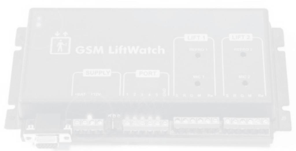 Moduł GLW GSM Lift Watch Komunikacja poprzez sieć GSM Wywołanie alarmowe Wywołanie serwisowe SMS błędu (dowolna treść,