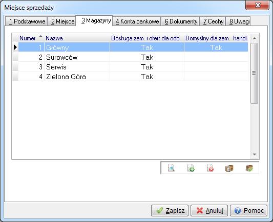 Obsługa zamówień i ofert dla odbiorców - jeżeli parametr ma wartość Tak, to taki magazyn będzie dostępny do wyboru na pozycjach.