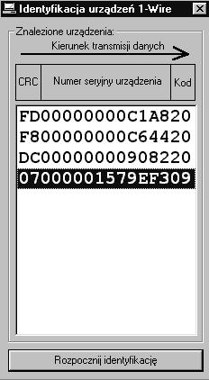 2.2.2. Moduł identyfikacji układów 1-Wire Moduł identyfikacji układów 1-Wire słuŝy do odczytywania unikalnych numerów identyfikacyjnych układów podłączonych do magistrali.