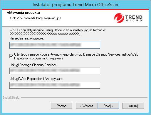 Podręcznik instalacji oraz uaktualniania programu OfficeScan XG formularza rejestracyjnego firma Trend Micro prześle wiadomość e-mail z kodami aktywacyjnymi.