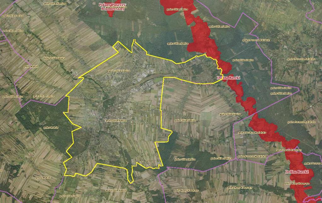 Prgnza ddziaływania na śrdwisk prjektu Strategii Rzwju Miasta Skierniewice d rku Specjalny Obszar Ochrny Siedlisk NATURA 2000 Dlina Rawki całkwitej pwierzchni 2 525.4 ha.