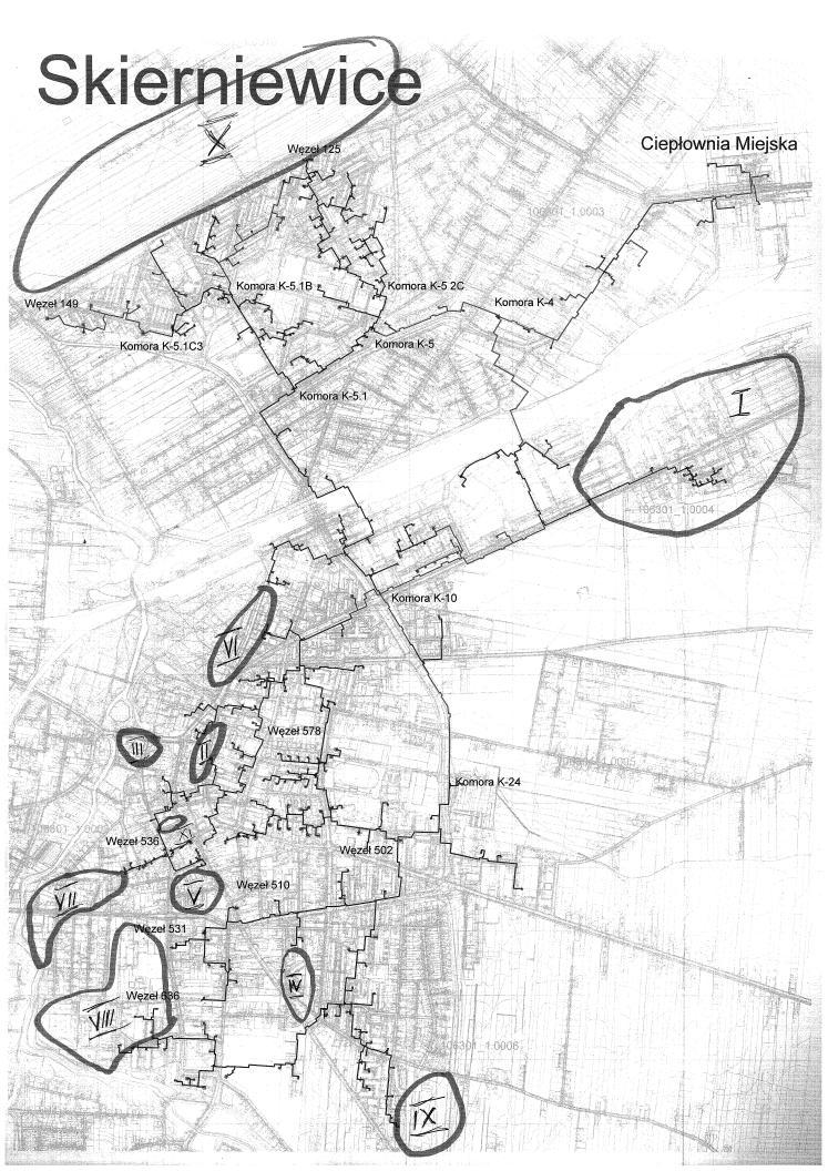 Prgnza ddziaływania na śrdwisk prjektu Strategii Rzwju Miasta Skierniewice d rku Rysunek 13 Schematyczna lkalizacja etapów bu wy sieci ciepłwniczej Źródł: materiały udstępnine przez Miast