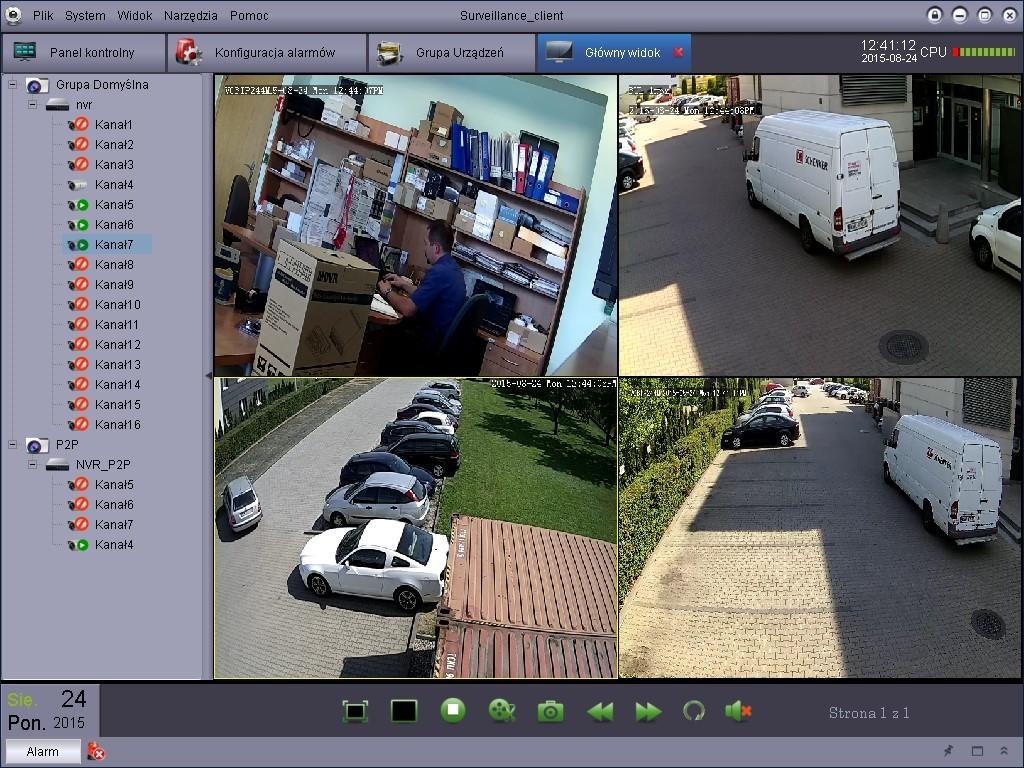Dedykowane oprogramowanie do połączeń klienckich Umożliwia połączenie z rejestratorem w tym podgląd obrazu z kamer, odtwarzanie nagrań wideo i konfigurację urządzenia z poziomu komputera PC.