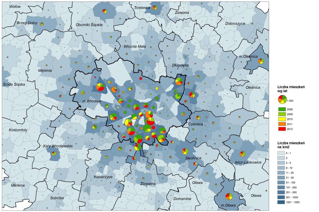 ODZWIERCIEDLENIE MIGRACJI Z WROCŁAWIA W REJESTROWANYCH DANYCH NOWE ZASOBY MIESZKANIOWE WE WROCŁAWIU I JEGO OTOCZENIU Liczba nowych mieszkań