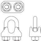 8516 Zaciski linowe kabłąkowe,, korpus odlewany T 8524 Szakle podłużne, 8540 Śruby z uche, (N=3) " N x T N 3 1/8 4x100 0,8 100 085160003 5 3/16 4x110 1,9 100 085160005 6 1/4 5x150 2 100 085160006 8