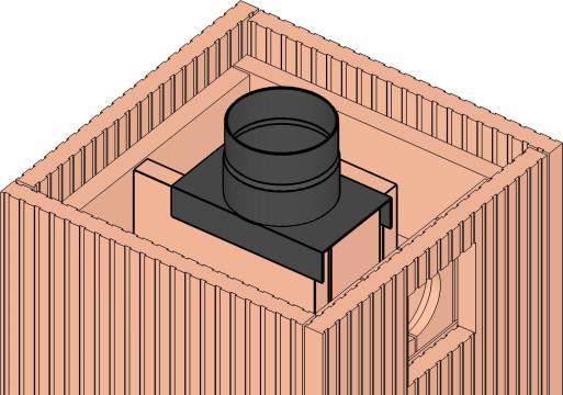 Jeżeli podłączenie spalin zostanie wybrane od góry, można regulować centralnie króciec spalinowy w połączeniu z zewnętrznymi wymiarami piecyka przez lekkie przesunięcie płyty szamotowej.