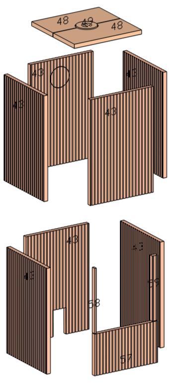 Wymiary w mm 775x500x30 295x500x30 58 1 Rygiel przedni dolny po lewo Płyta szamotowa HBO+