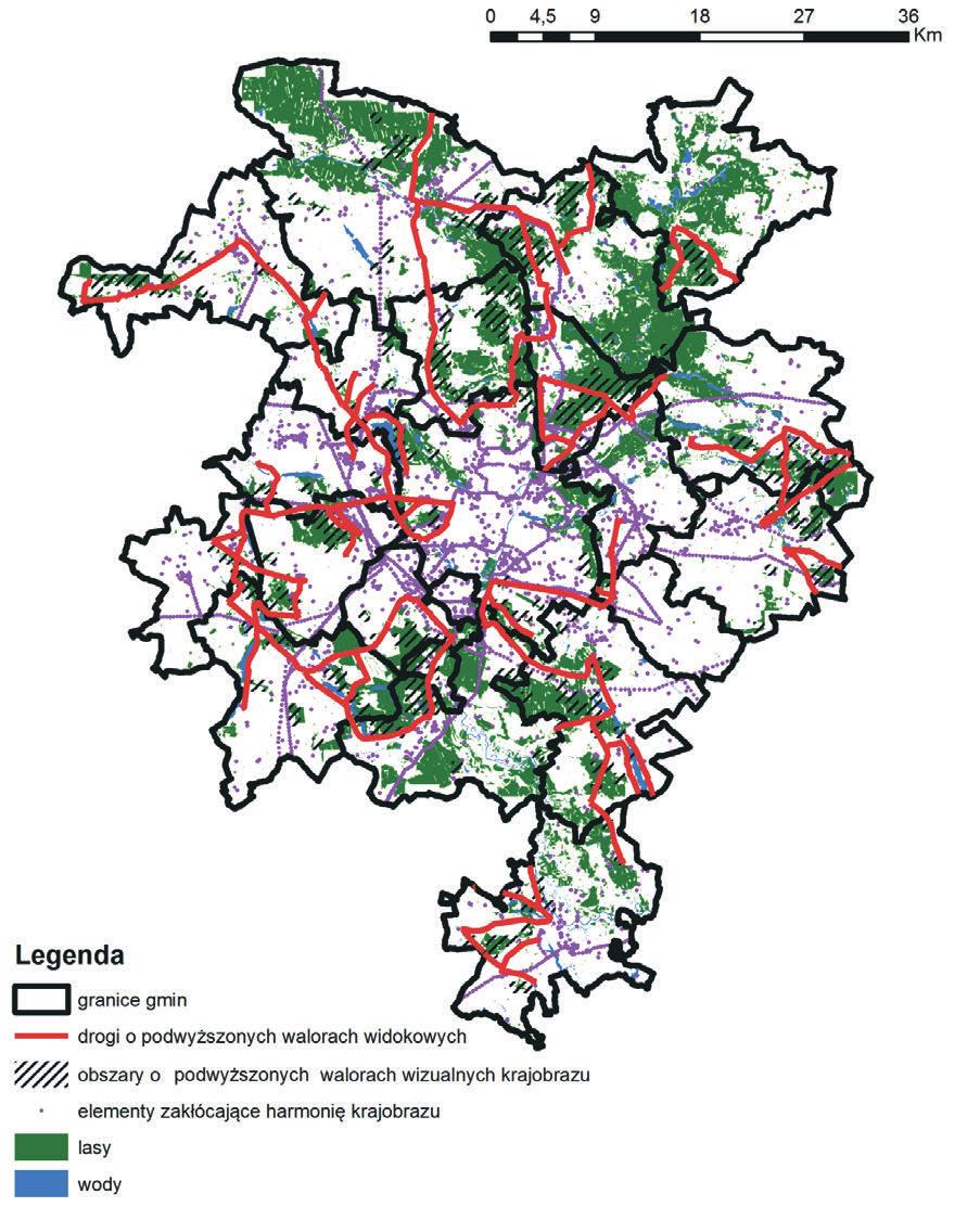 Ocena krajobrazu na potrzeby planowania... uniemożliwia obserwację z drogi innych typów pokrycia terenu.