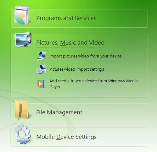 122 Synchronizacja danych Korzystanie z Centrum obsługi urządzeń z systemem Windows Mobile Aby otworzyć Centrum obsługi urządzeń z systemem Windows Mobile, kliknij Start > Wszystkie programy >