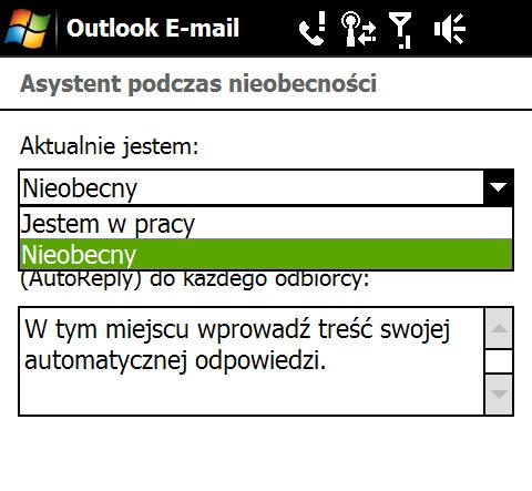Oflagowanie lub usunięcie flagi z wiadomości Praca z firmową pocztą e-mail i terminami spotkań 157 1. Dotknij Start > Wszystkie programy > Obsługa wiadomości > Outlook e-mail. 2. Otwórz wiadomość. 3.