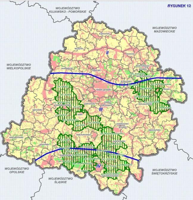 Mapa nr 7. Analiza możliwości lokalizacji i rozwoju farm wiatrowych w województwie łódzkim. Preferencje, ograniczenia i wykluczenia dla lokalizacji elektrowni wiatrowych, 2011.