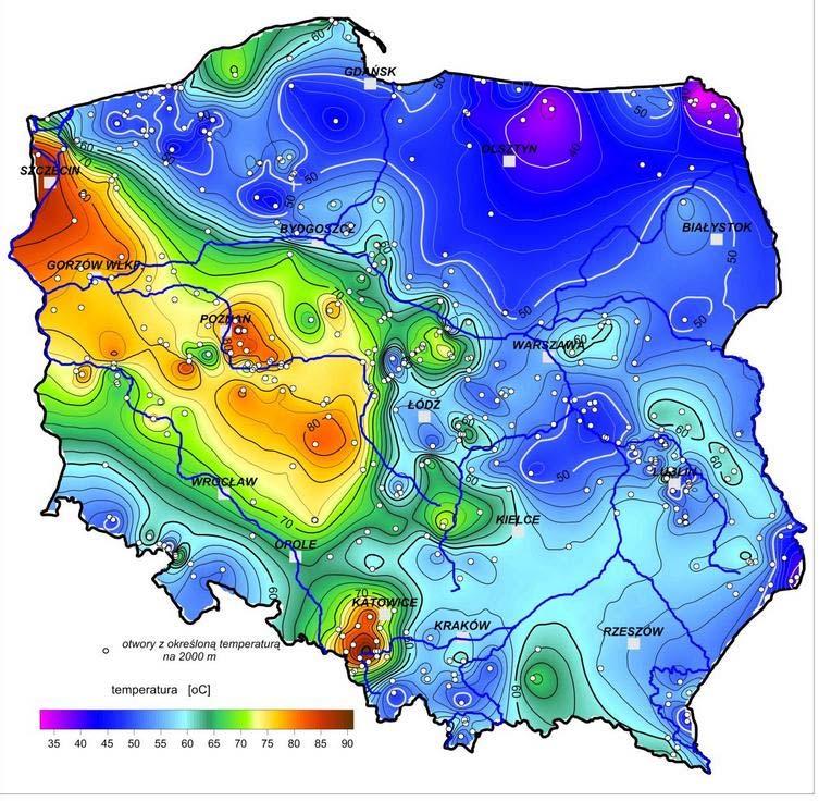 Mapa nr 12. Zasoby energii geotermalnej w Polsce Źródło: Polska Geotermalna Asocjacja Tabela nr 41. Potencjał energii wód i zwartej w niej energii dla okręgów geotermalnych kraju. Lp. 1. 1.1 1.2 1.